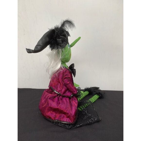 Green Halloween Witch Shelf Sitter Weighted Bottom 30" Doll - Picture 3 of 4